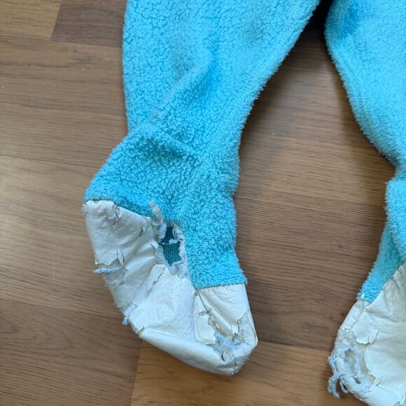 Baby Infant Toddlers Vintage 70's JcPenney Blue Fleece Owl Footed Pajamas Sz 12M - Picture 5 of 9